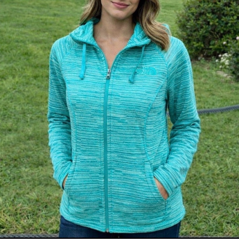 The North Face Fleece Hoodie/Jacket Green w/Pockets Full Zip Women's Size Small